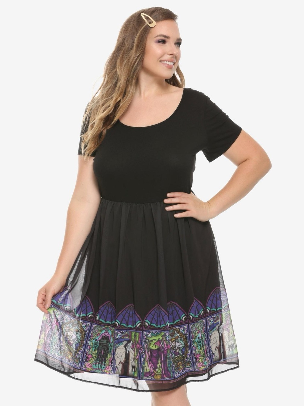 Disney Villains Stained Glass Border Dress Her Universe Plus Size Size 5 NWT
